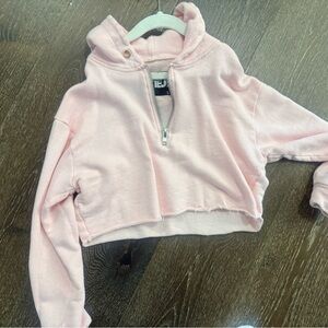 Katie J Pink Cropped Zip-Up Sweatshirt L